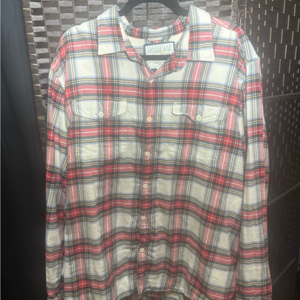 Woolrich Men's Red and Blue Plaid Shirt